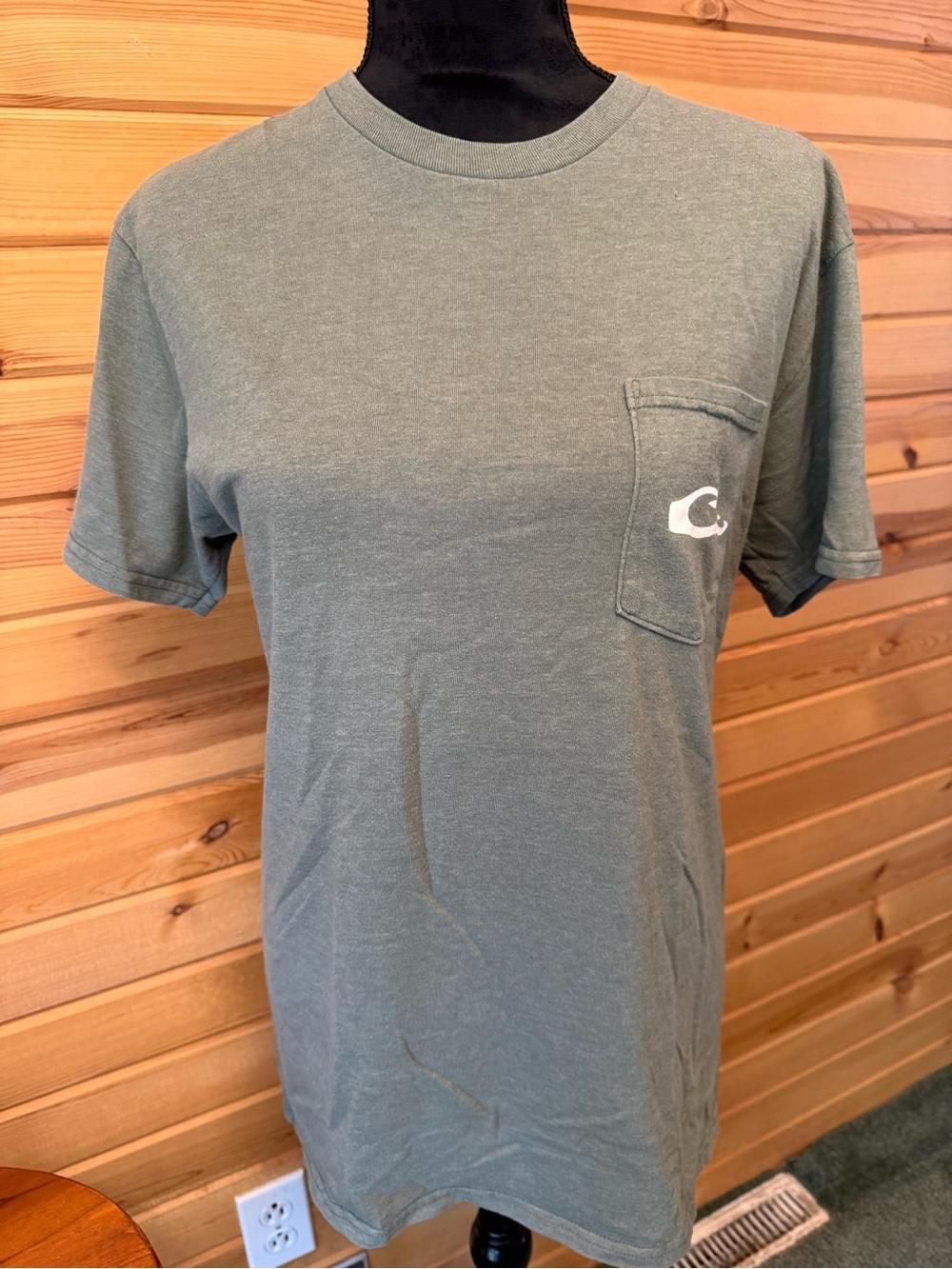Drake Heather Olive Short-Sleeve Pocket Tee with Logo